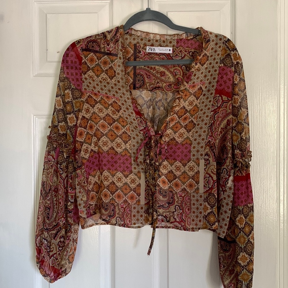 Zara long sleeve flowy top
